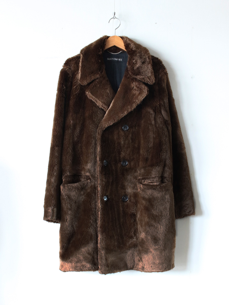 FUR DOUBLE BREASTED COAT #BROWN – cocorozashi