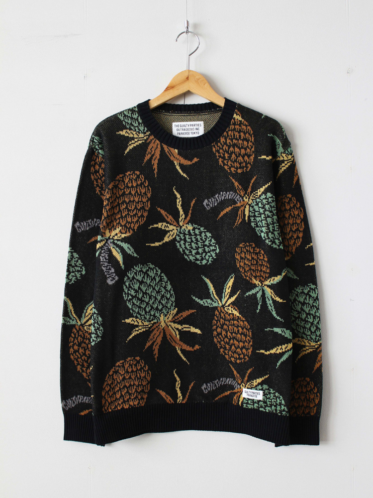 WACKO MARIA｜PINEAPPLE JACQUARD SWEATER #BLACK – cocorozashi