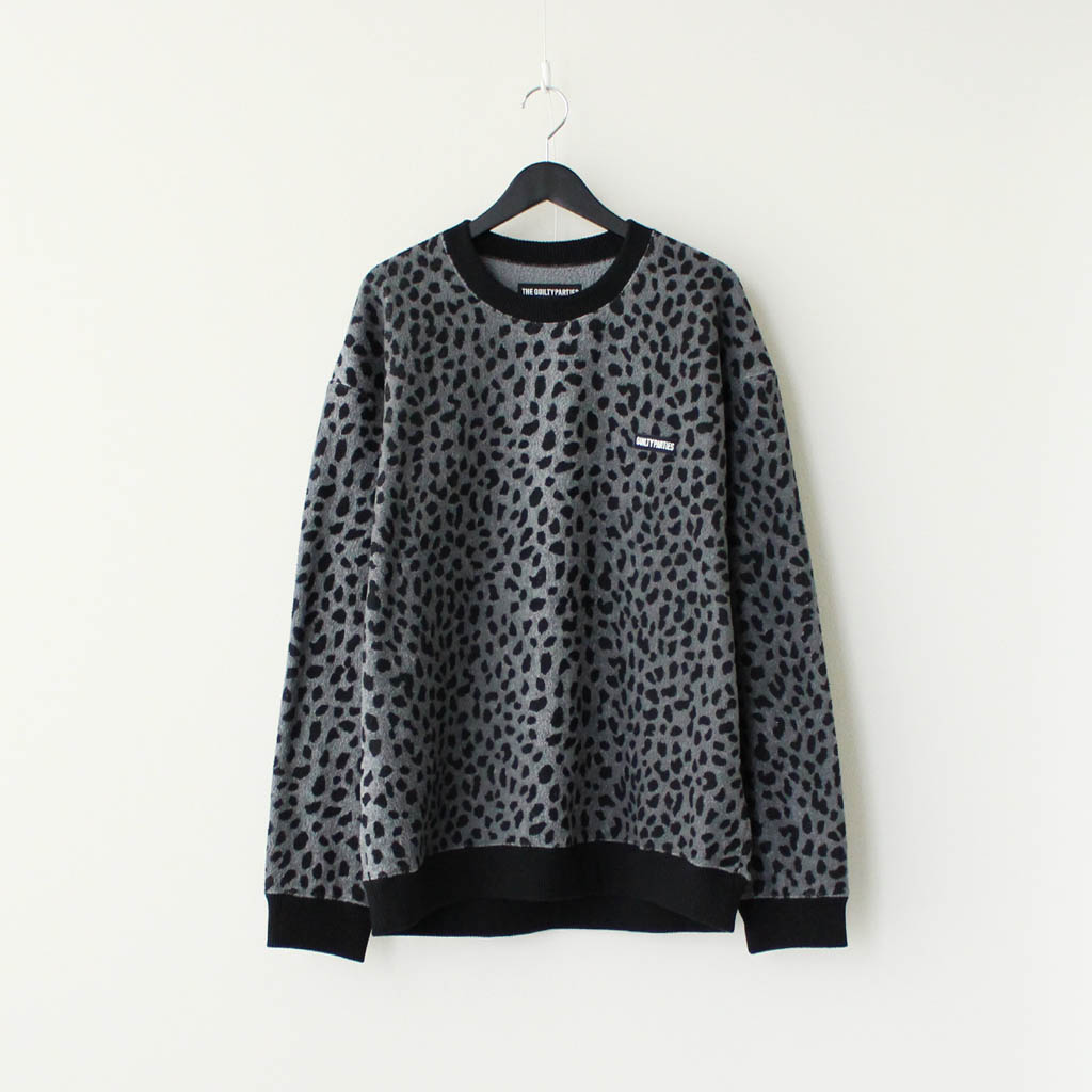 WACKO MARIA｜LEOPARD FLEECE CREW NECK SWEAT SHIRT #GRAY [20FW-WMC