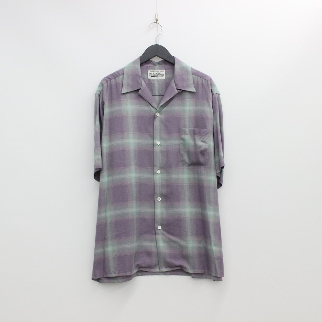 ワコマリアOMBRE CHECK OPEN COLLAR SHIRT S/S (TYPE 2) #PURPLE [22SS-WMS-OC17 ...