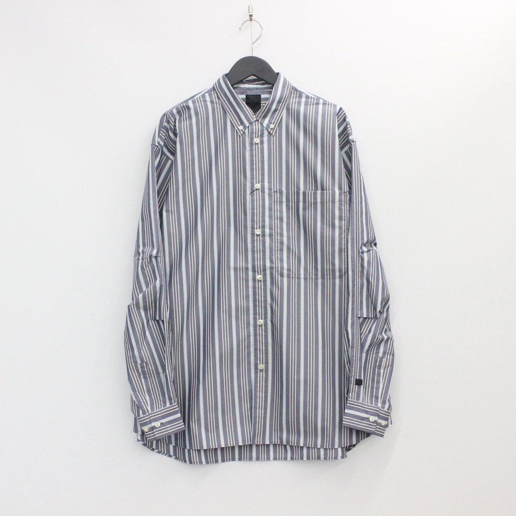 TECH BUTTON DOWN SHIRTS L/S STRIPE #NAVY [BE-89022W] – cocorozashi