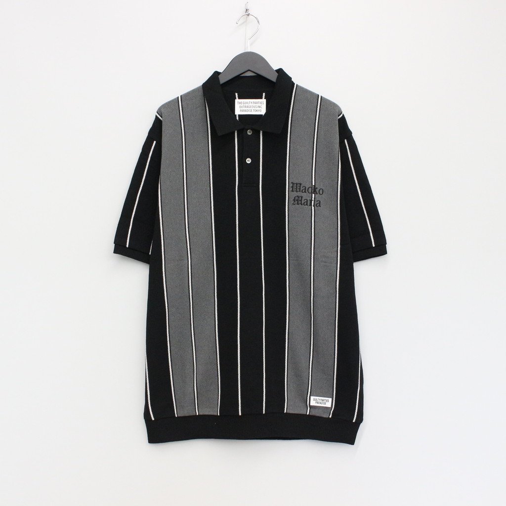 STRIPED KNIT POLO SHIRT #GRAY [23SS-WMK-KN11] – cocorozashi