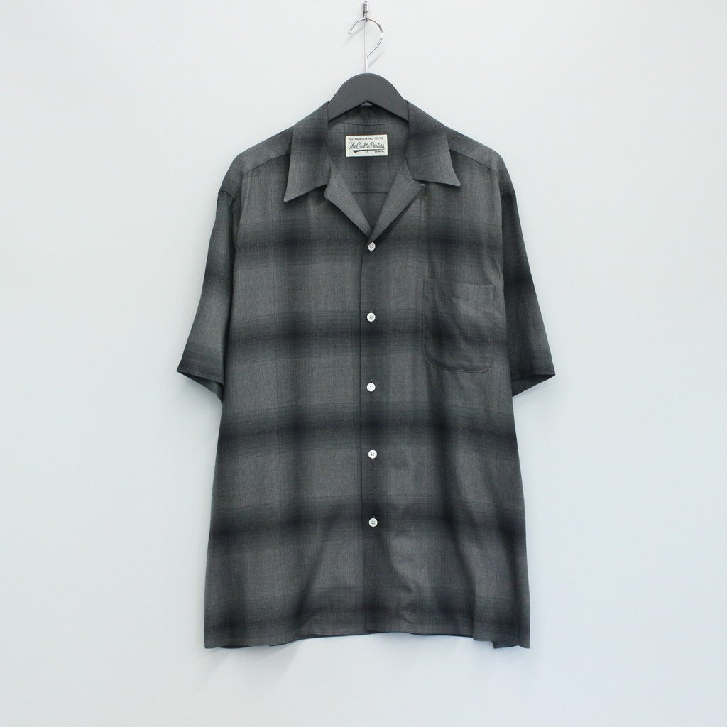 OMBRE CHECK OPEN COLLAR SHIRT S/S -TYPE 2- #GRAY/BLACK [23SS-WMS