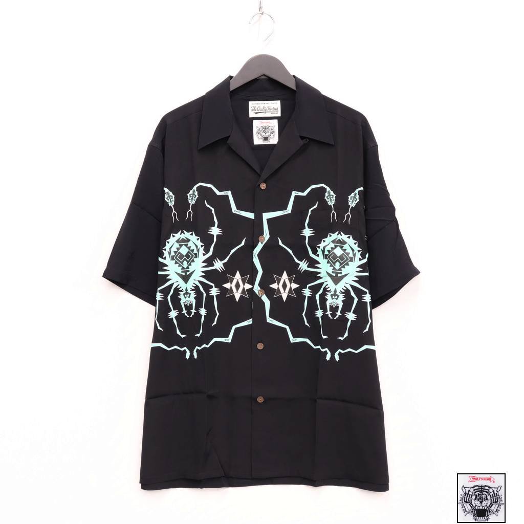 WOLF'S HEAD | S/S HAWAIIAN SHIRT -TYPE 2- #BLACK/MINT [WOLFSHEAD